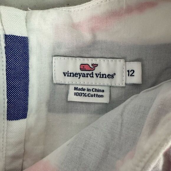 Vineyard Vines Girls 12 Sleeveless Stripe Dress Embroidery Pockets - Picture 9 of 11